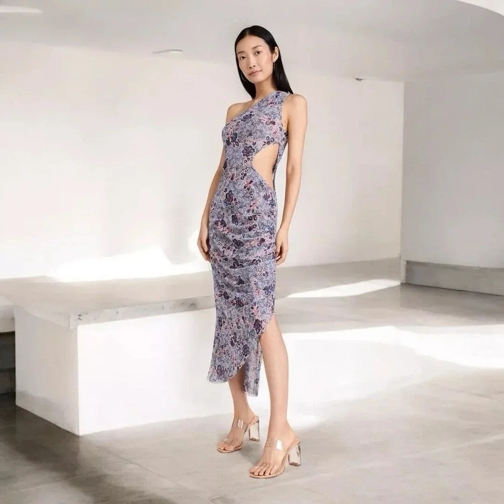MISA Floral One-Shoulder Dress Retail $350 - Picture 8 of 9